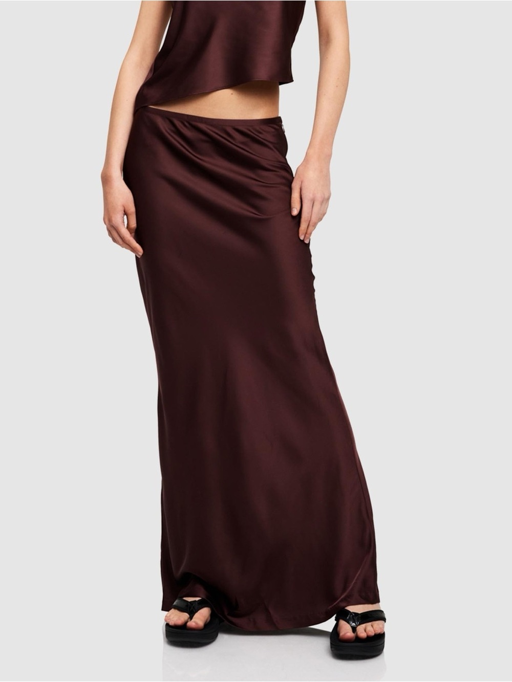 Lioness Satin Maxi Skirt in Deep Chocolate Brown XL Australian flowy Classic